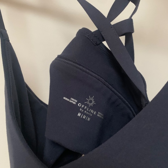 aerie OFFLINE Real Me Strappy Back Sports Bra - Size M, Steel Blue - Picture 10 of 11